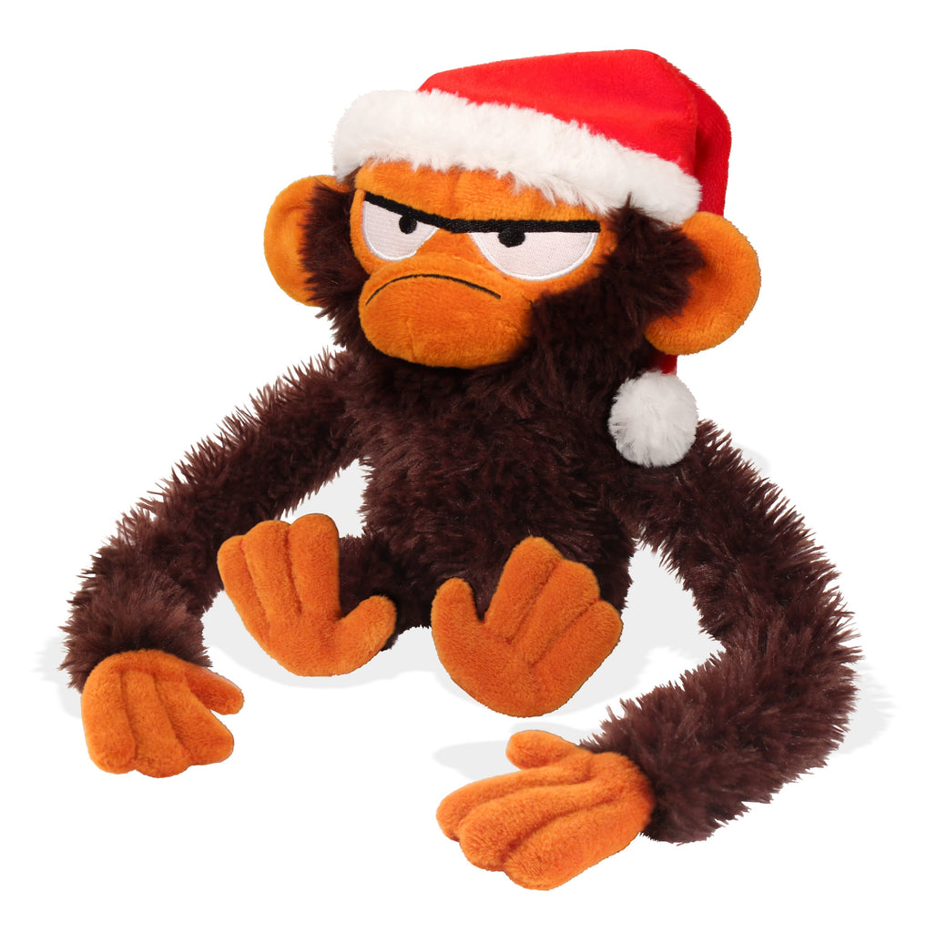 Grumpy Monkey in Holiday Hat Soft Toy