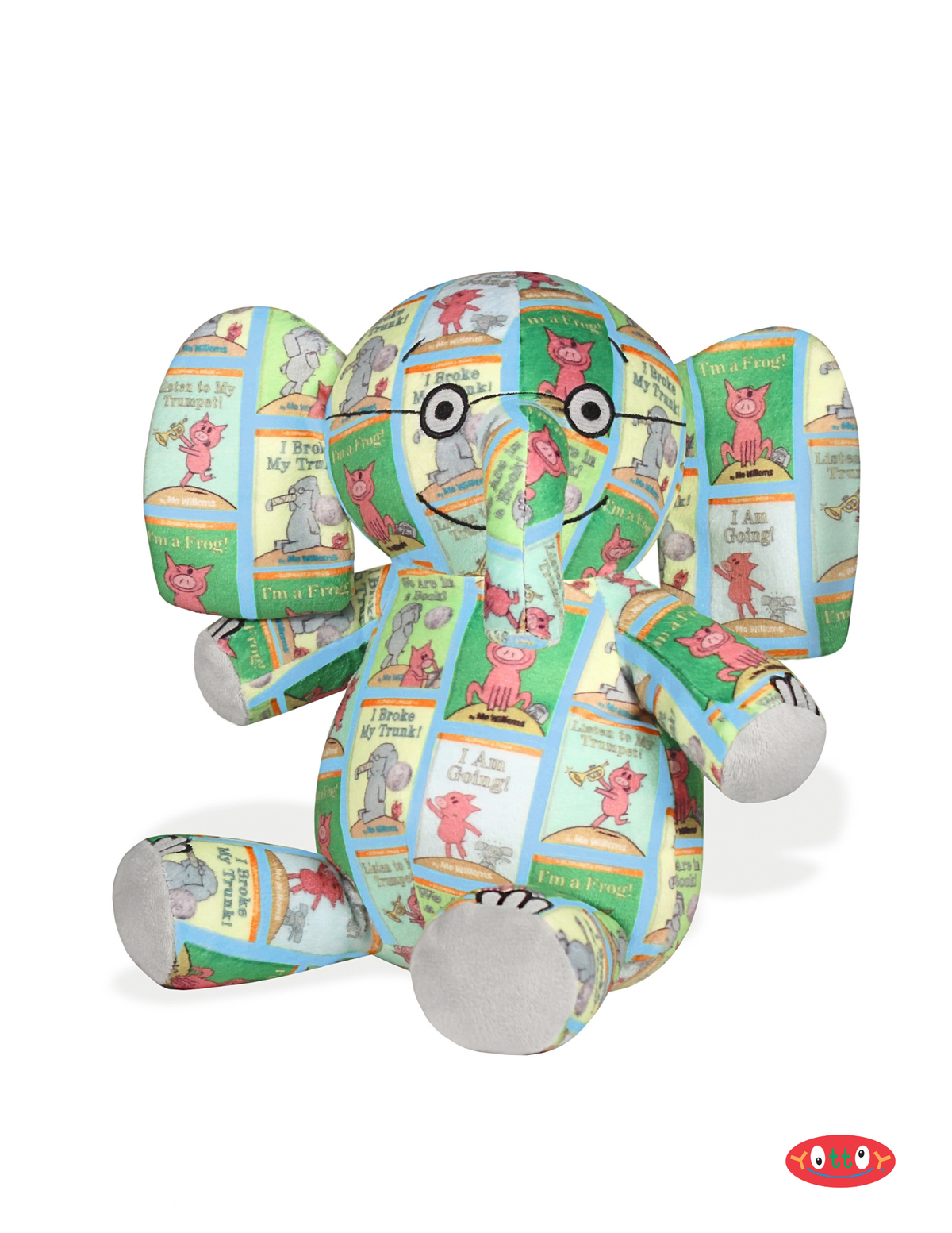 BOOK PRINT ELEPHANT 9.5" SOFT PLUSH TOY