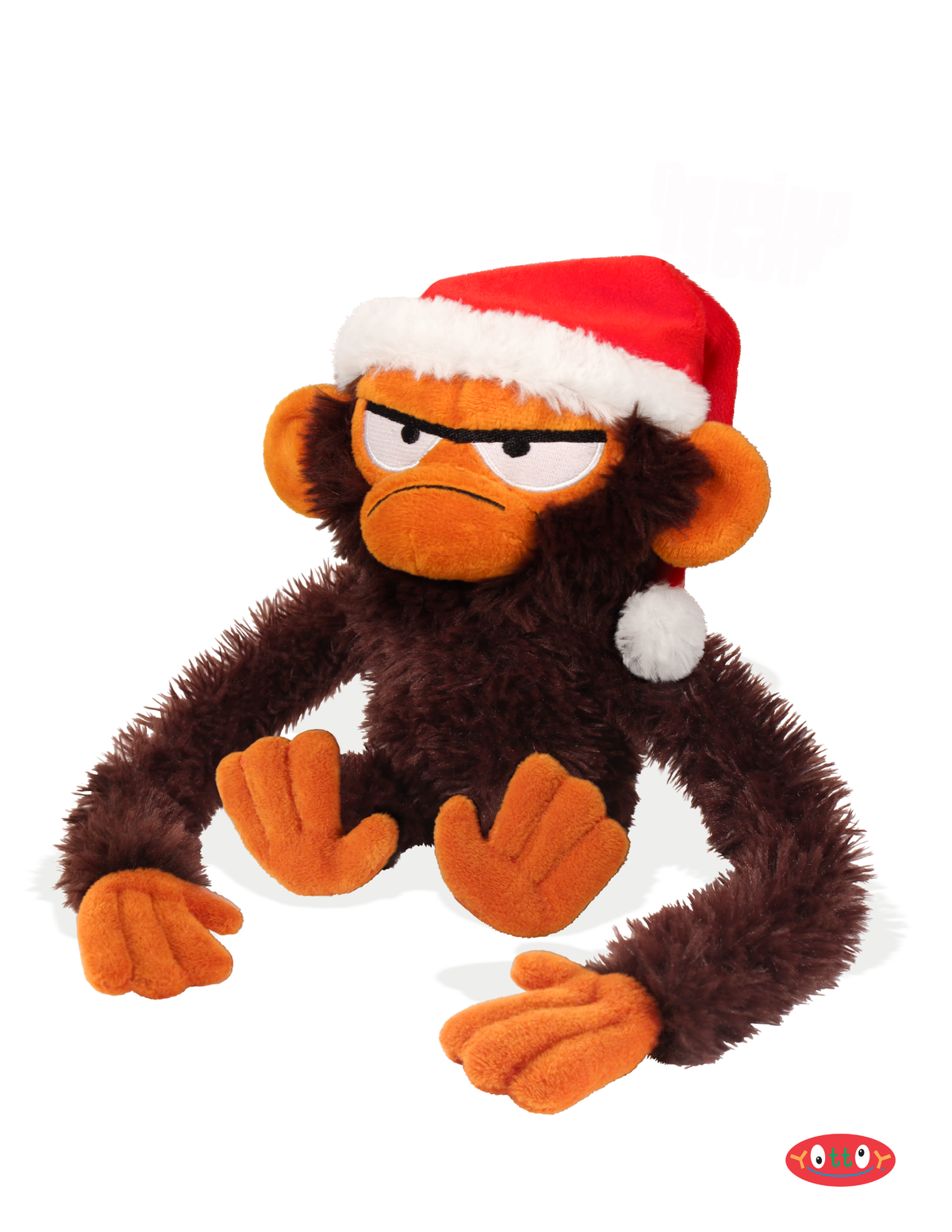 GRUMPY MONKEY IN HOLIDAY HAT 7.5" SOFT PLUSH TOY