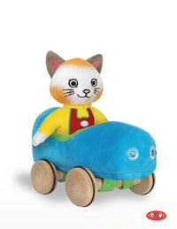 HUCKLE CAT SOFT PLUSH TOY WITH BLUE CAR
