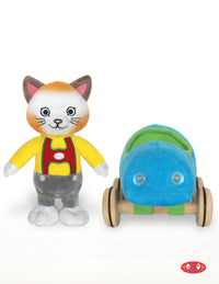 HUCKLE CAT SOFT PLUSH TOY WITH BLUE CAR