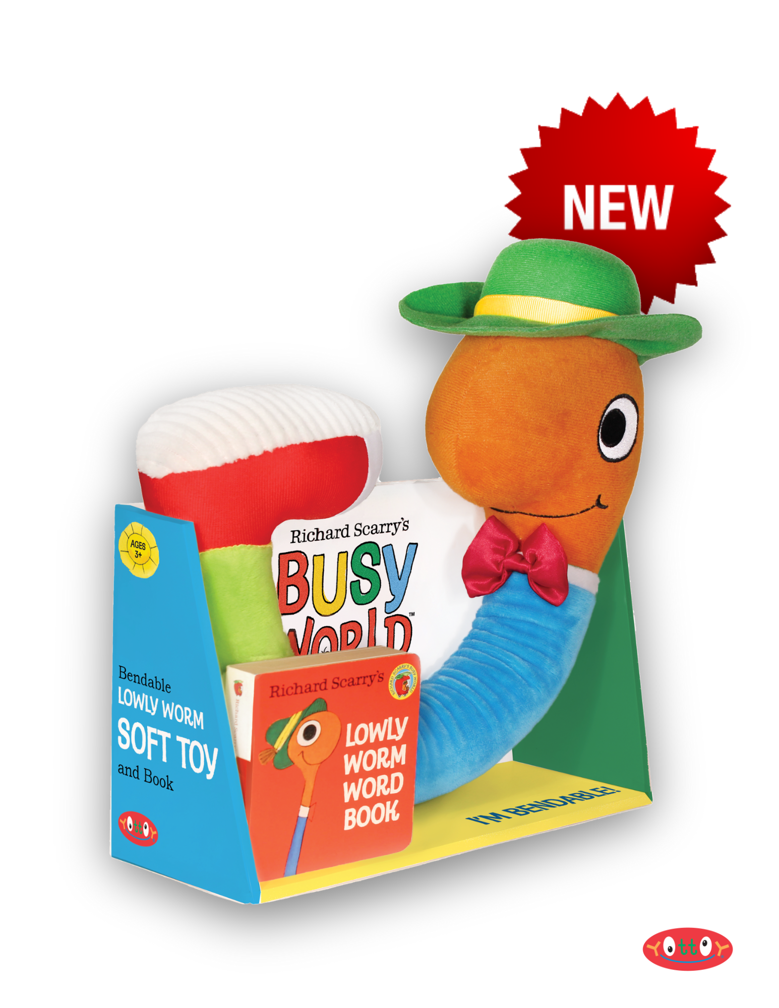 Lowly Worm Bendable Soft Toy with Board Book – YOTTOY Productions