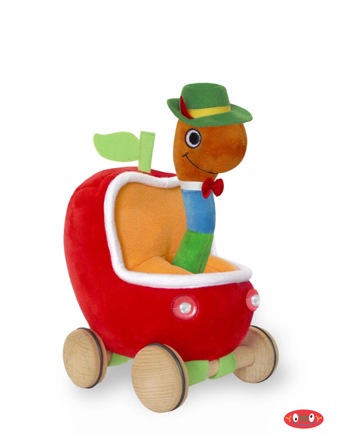 LOWLY WORM SOFT PLUSH TOY WITH APPLECAR