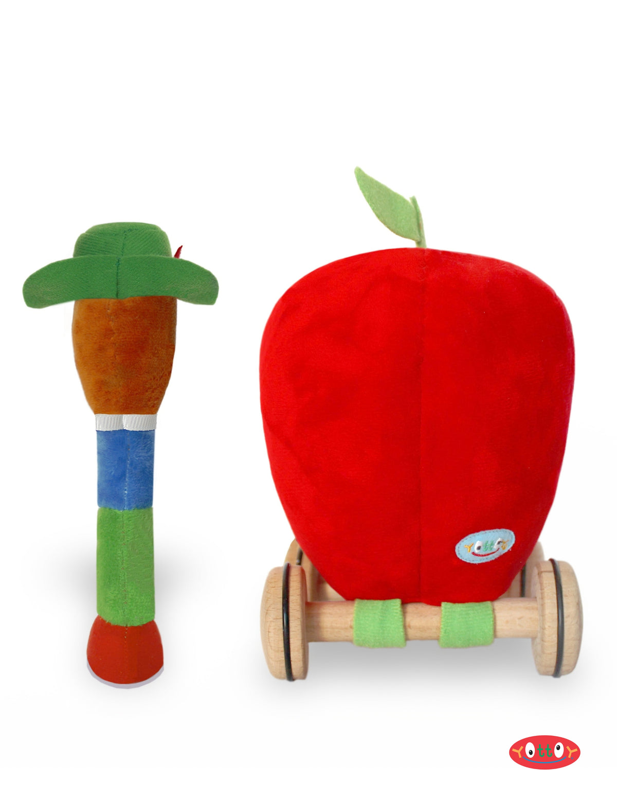 LOWLY WORM SOFT PLUSH TOY WITH APPLECAR