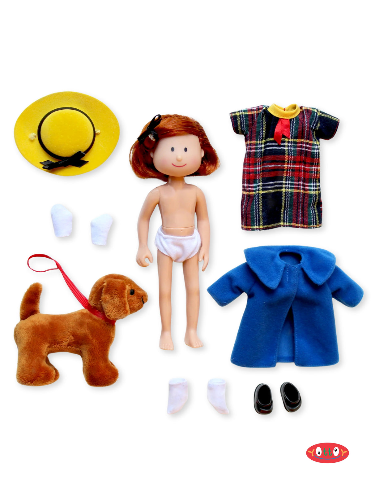 MADELINE POSEABLE DOLL WITH GENEVIEVE SOFT TOY IN TAKE-ALONG PACKAGE