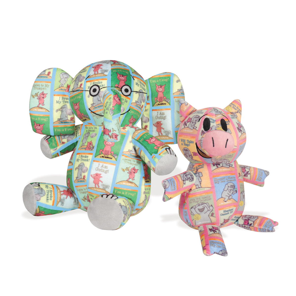 BOOK PRINT ELEPHANT 9.5" SOFT PLUSH TOY